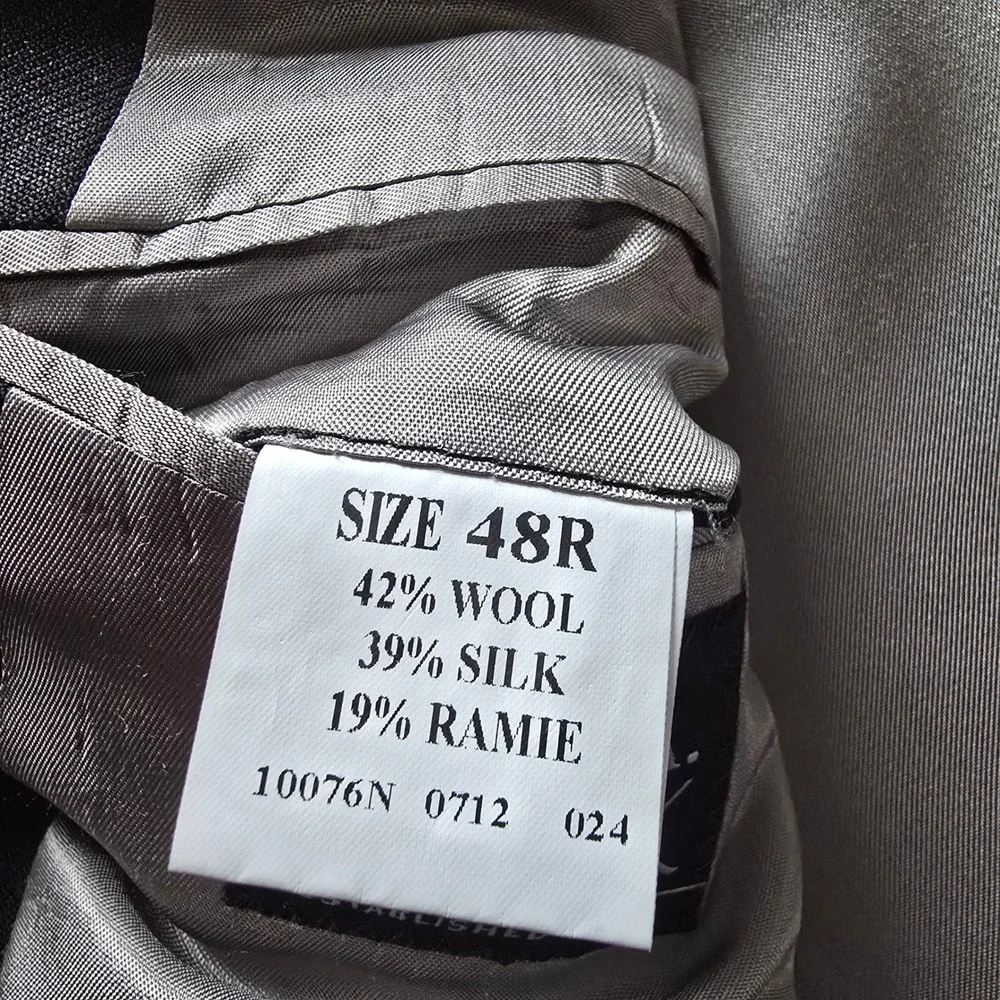 Jos. A. Bank Mens 48R Blazer Wool Silk Ramie Charcoal Gray Sport Coat‎ 10076N